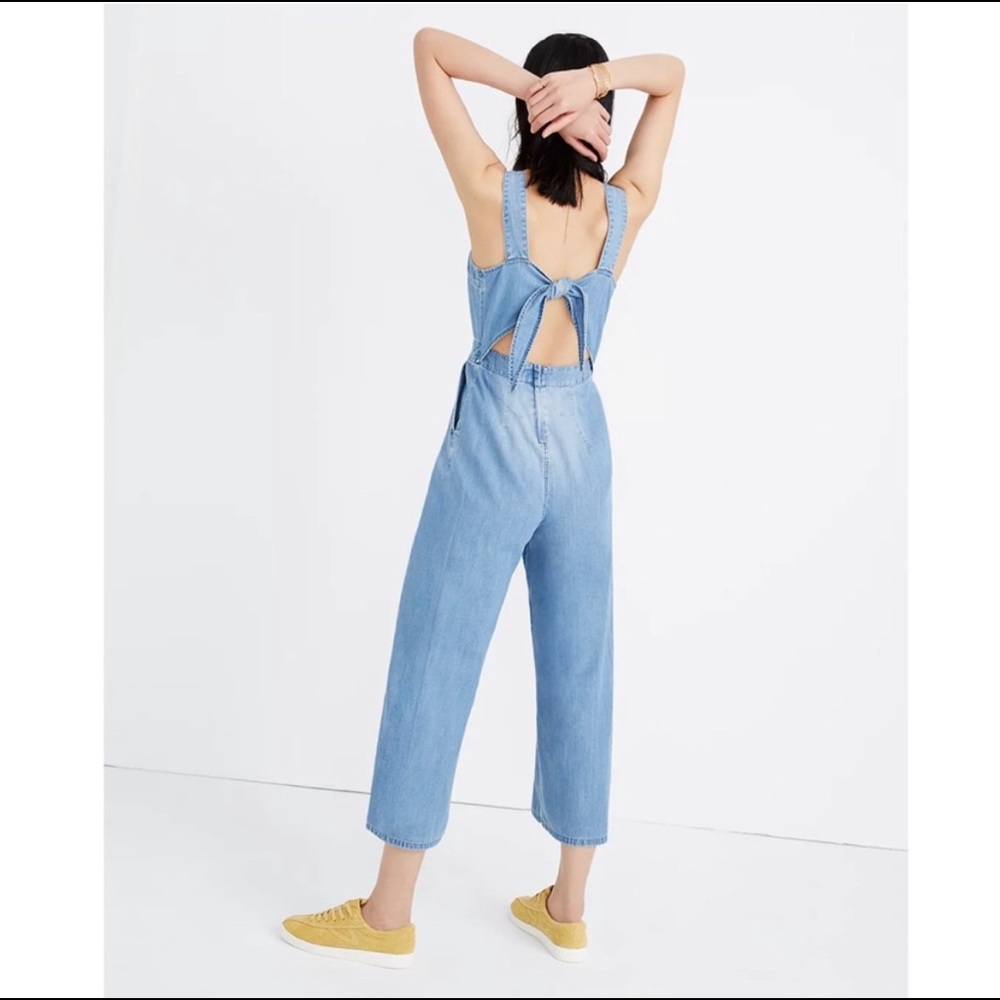 Madewell | tie back denim jumpsuit | size 0